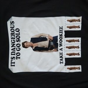 Star Wars Black It's Dangerous To Go Solo Take a Wookie Tee Medium